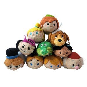 Disney Peter Pan Mini Plush Lot of 10 Tinkerbell Captain Hook John Tsum Tsum NEW